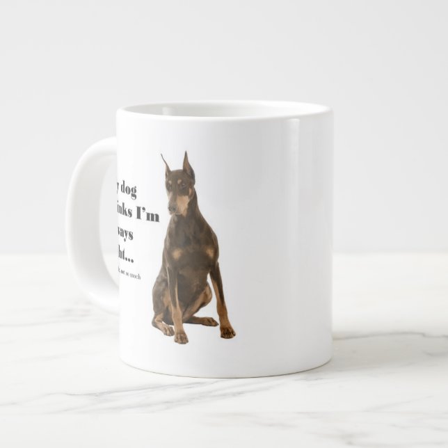 Taza De Café Grande Funny Doberman contra Wife Jumbo Mug (Izquierda)