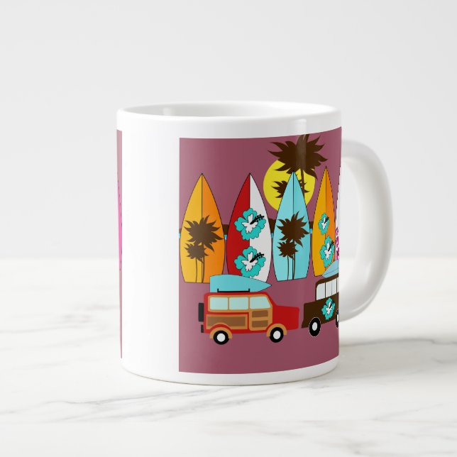 Taza De Café Grande Furgonetas del Hippie del vago de la playa de las (Derecha)
