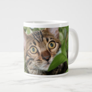TAZA DE CAFÉ GRANDE GATITO DE BENGALA EN POTHOS
