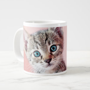 Taza De Café Grande Gatito lindo con los ojos azules