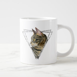 Taza De Café Grande Gato de Tabby con el falso marco de plata del
