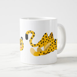 Taza De Café Grande Gato manchado de dibujos animados lindo y elegante