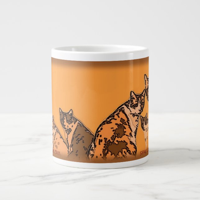 Taza De Café Grande Gatos de tabby amarillos y marrones (Frente)