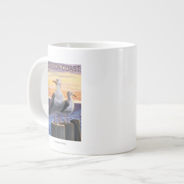 Taza De Café Grande Gaviotas de la costa de Oregon (Izquierda)