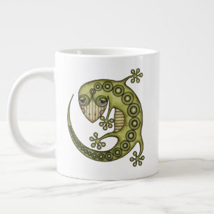 Taza De Café Grande Gecko verde tribal