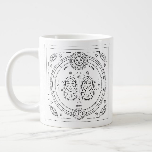 Taza De Café Grande Gemini Zodiac Personalizado Birthday Mug (Izquierda)
