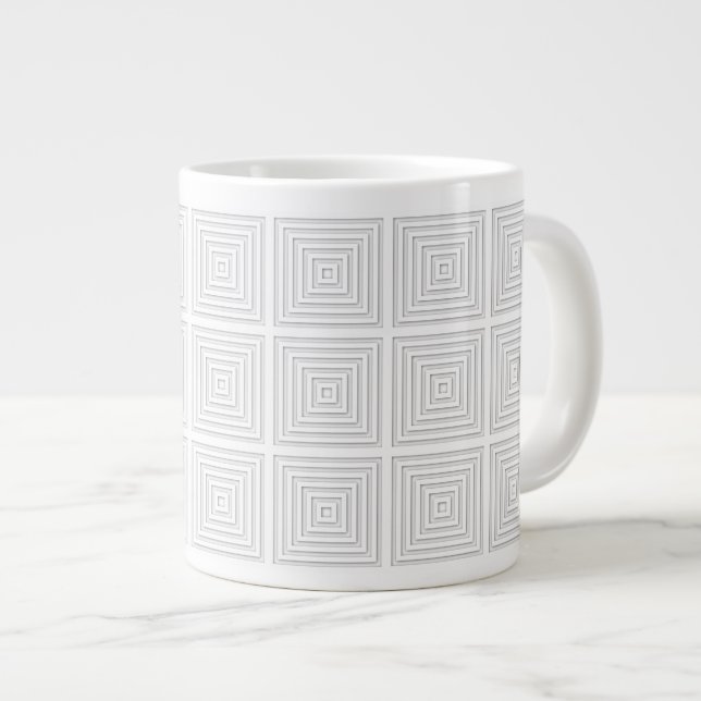 Taza De Café Grande Geométrico de la plaza blanca (Derecha)