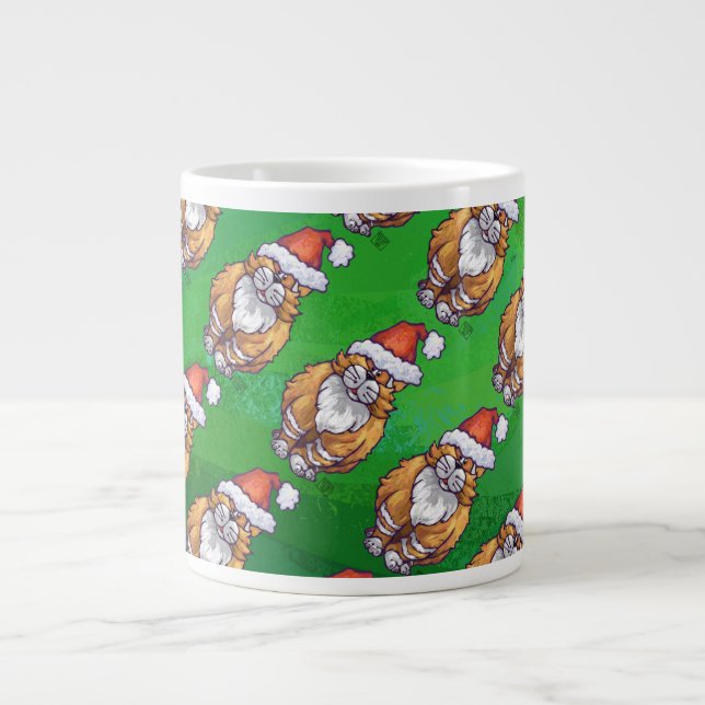 Taza De Café Grande Ginger Cat Navidades En Verde (Frente)