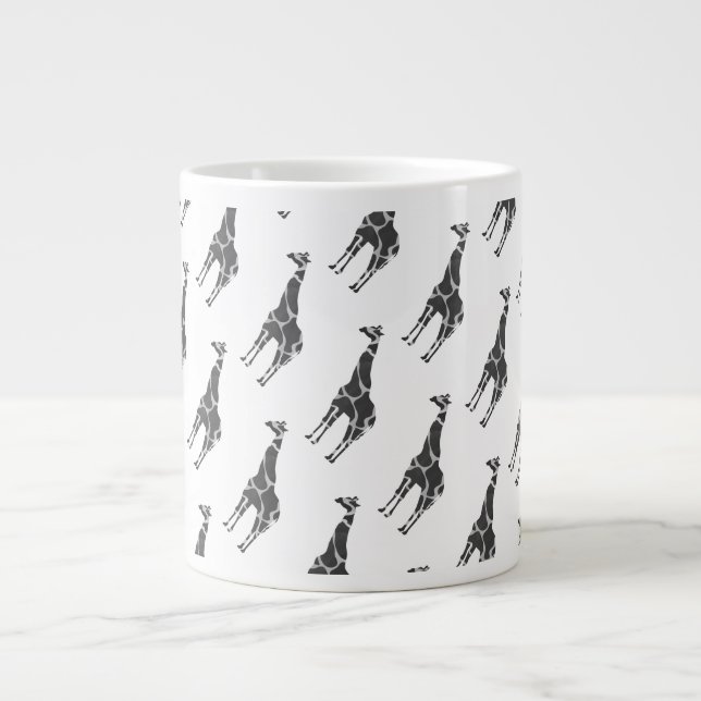 Taza De Café Grande Giraffe Black and Grey Silhoutte (Frente)