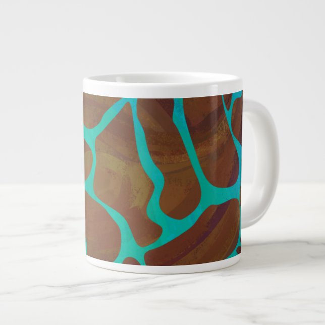 Taza De Café Grande Giraffe Brown y la impresión Verde azulada (Derecha)