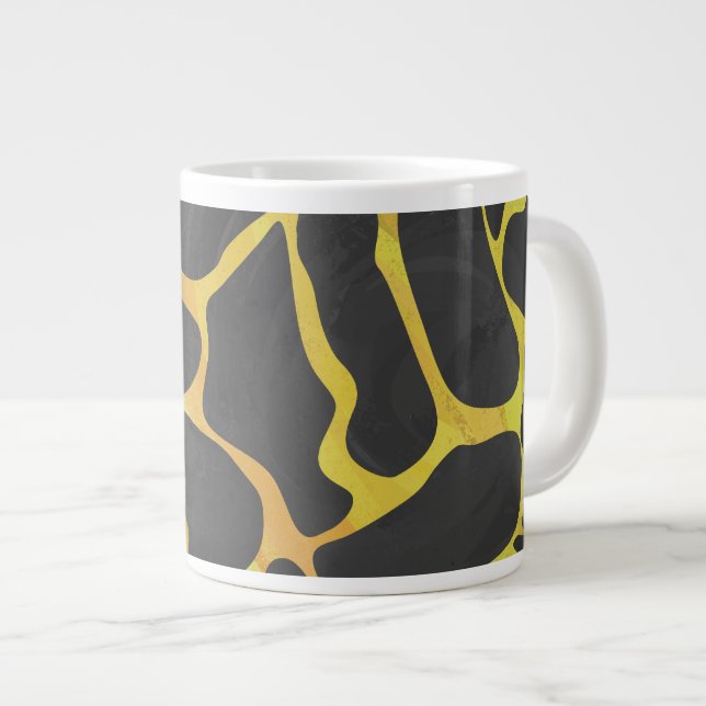 Taza De Café Grande Giraffe Impresión negra y amarilla (Derecha)
