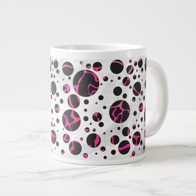 Taza De Café Grande Giraffe Impresión rosa y negra caliente (Derecha)