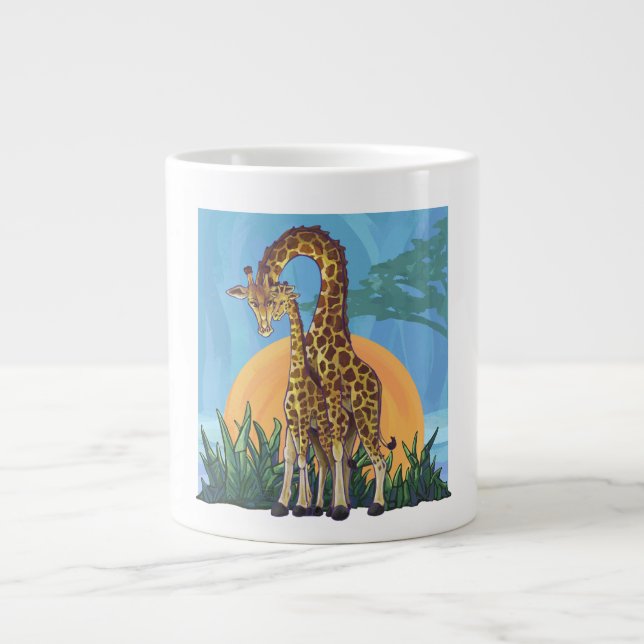 Taza De Café Grande Giraffe Mama y Baby (Frente)