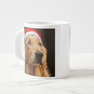 Taza De Café Grande Golden retriever que presenta para su navidad