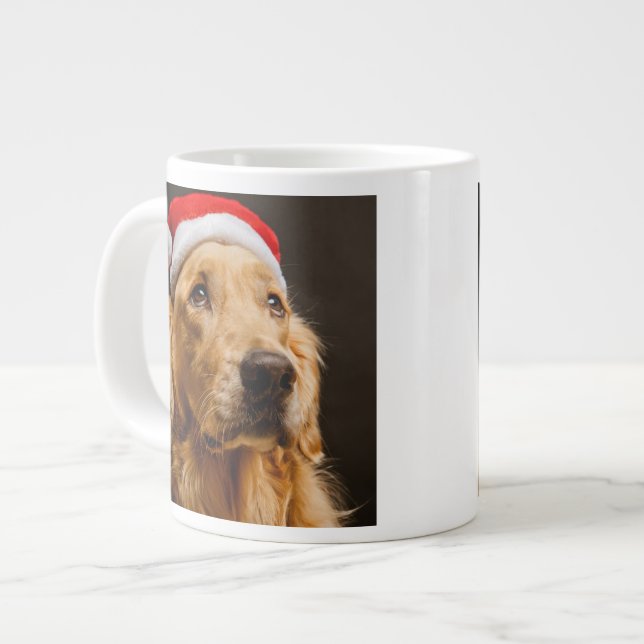 Taza De Café Grande Golden retriever que presenta para su navidad (Izquierda)