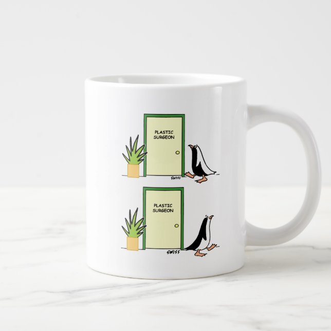 Taza De Café Grande Gracioso Personalizado Pingüino Cirujano Plástico  (Derecha)