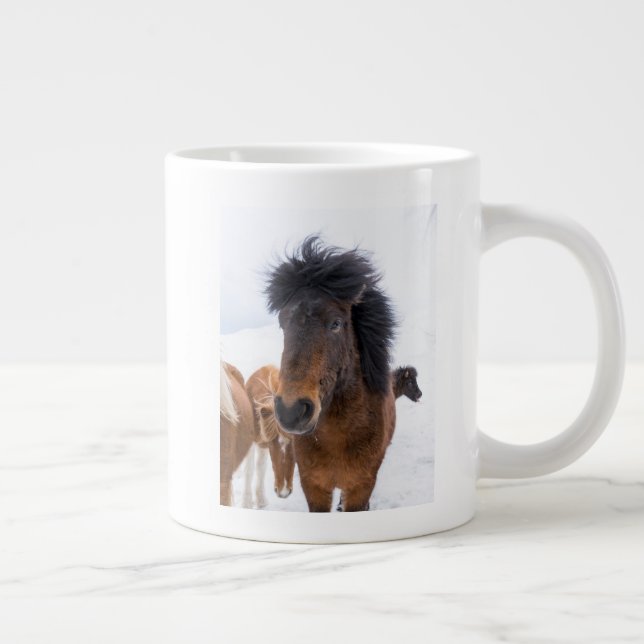 Taza De Café Grande Gracioso retrato islandés del caballo (Derecha)