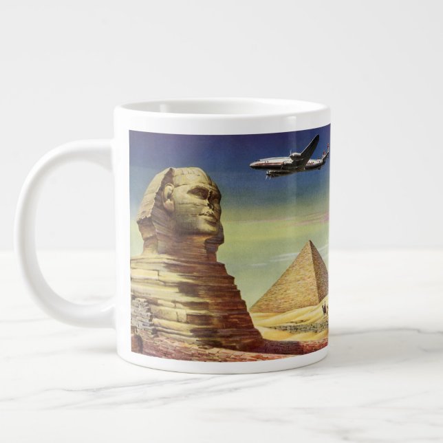 Taza De Café Grande Gran Esfinge de Giza vintage, pirámides de Egipto (Izquierda)