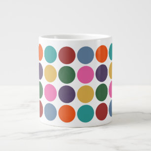 Taza De Café Grande Gran patrón de puntos de polka divertidos y colori