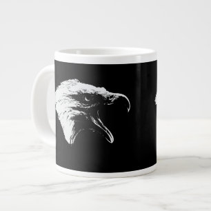 Taza De Café Grande Gritando águila calva en blanco