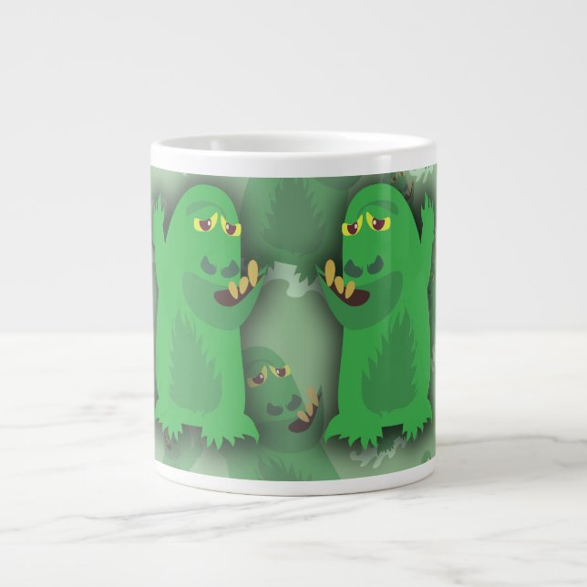 Taza De Café Grande Groovy Green Monster Pals (Frente)
