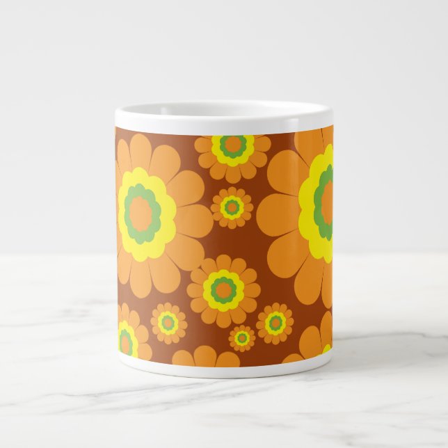 Taza De Café Grande Groovy Seventies Flowers (Frente)