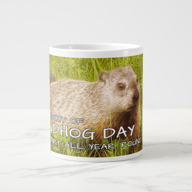 Taza De Café Grande Guarda el espíritu del Día de la Groundhog, Mug (Frente)