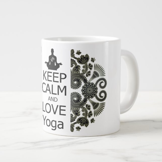Taza De Café Grande GUARDE la CALMA Y AME la yoga (Derecha)