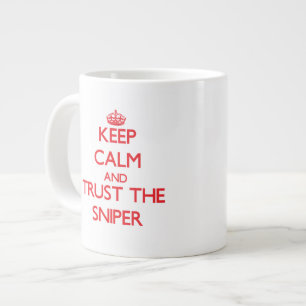 Taza De Café Grande Guarde la calma y confíe en al francotirador