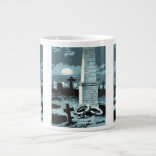 Taza De Café Grande Halloween antiguo, cementerio espeluznante con tum