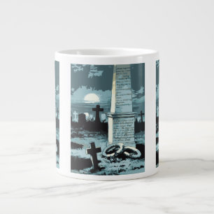 Taza De Café Grande Halloween antiguo, cementerio espeluznante con tum