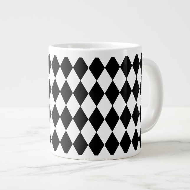 Taza De Café Grande Harlequin blanco y negro (Derecha)