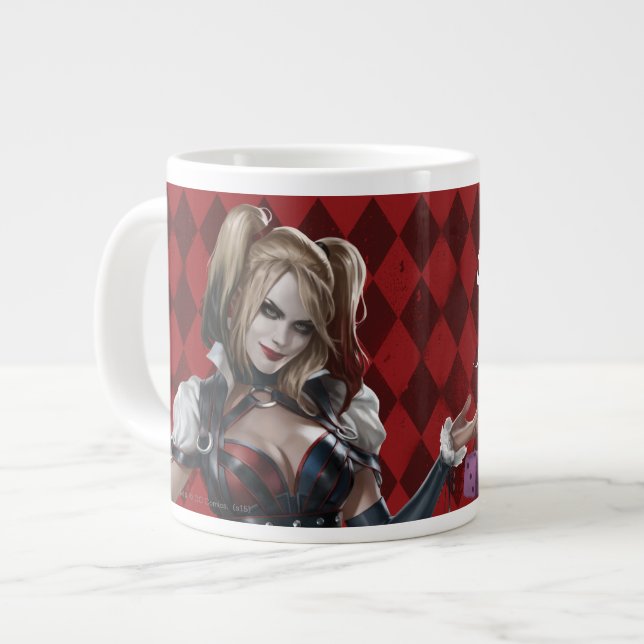 Taza De Café Grande Harley Quinn con dados difusos (Izquierda)