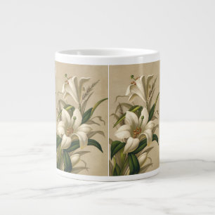 Taza De Café Grande Hijos de Semana Santa, flores victorianas en flor