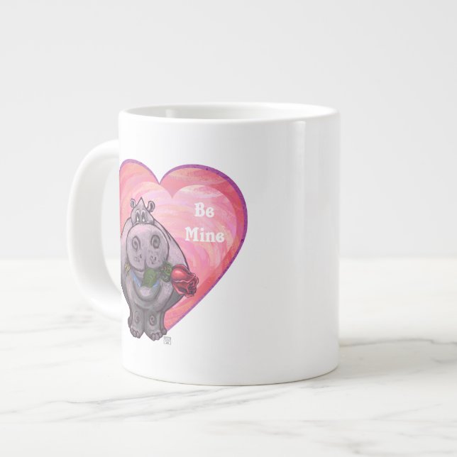 Taza De Café Grande Hippopótamo El día de San Valentín (Izquierda)