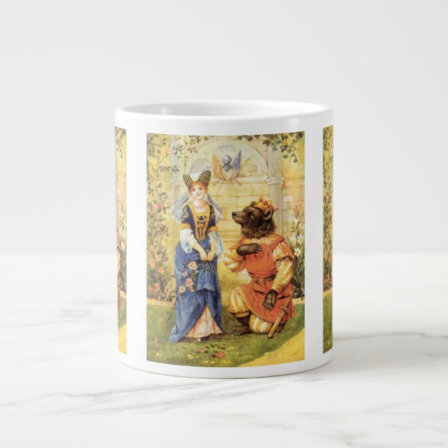 Taza De Café Grande Historia de hadas, belleza y bestia (Frente)