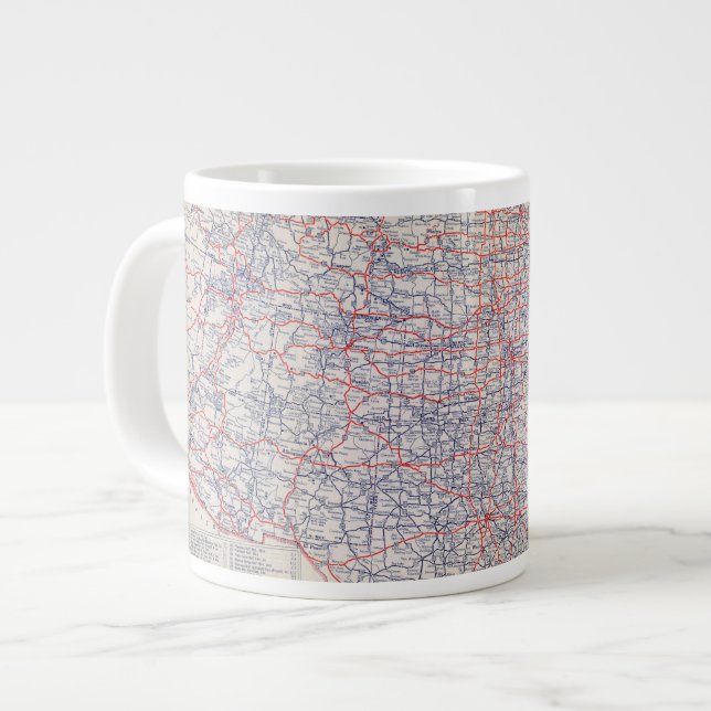Taza De Café Grande Hoja de ruta Estados Unidos (Izquierda)