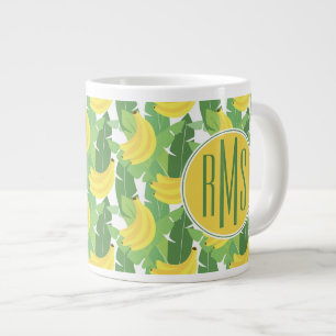 Taza De Café Grande Hojas del plátano y monograma del modelo el de