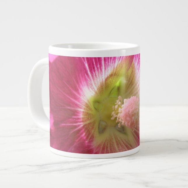 Taza De Café Grande Hollyhock Deep Pink Mug (Izquierda)
