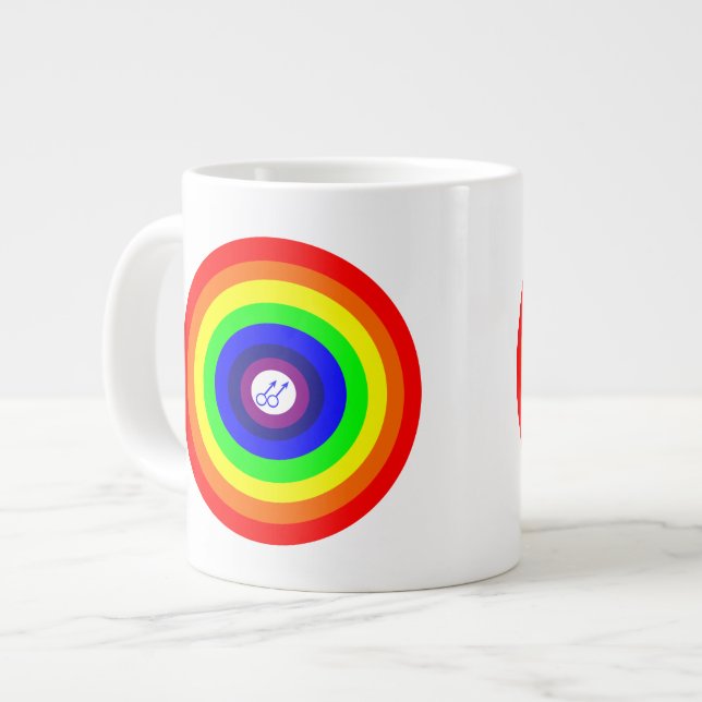 Taza De Café Grande Hombres gay rodean el arco iris (Izquierda)