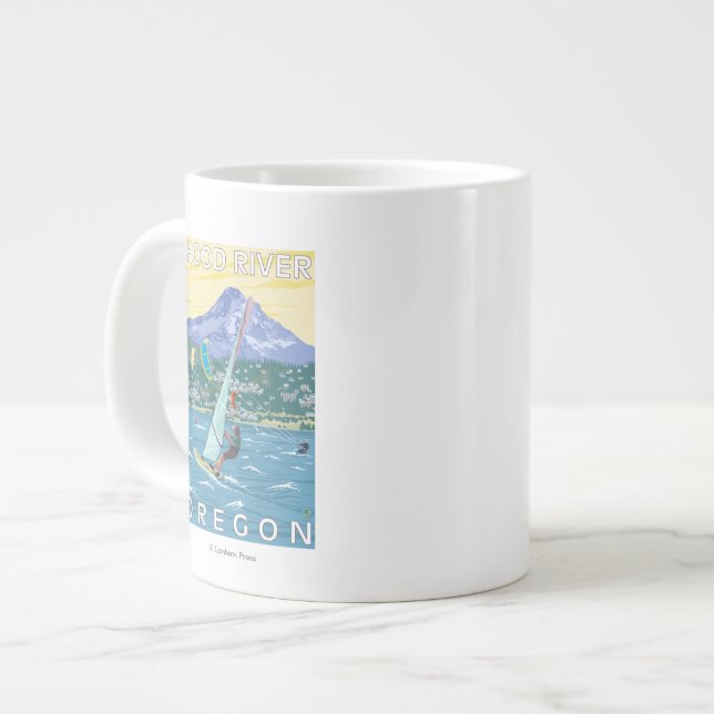 Taza De Café Grande Hood River, personas que practica surf de ORWind y (Izquierda)