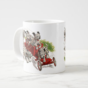 Taza De Café Grande Humor Antiguo Perritos Dalmatas Adorables Camión d