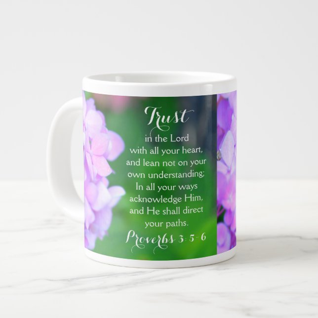 Taza De Café Grande Hydrangea floral de la biblia cristiana de los (Izquierda)