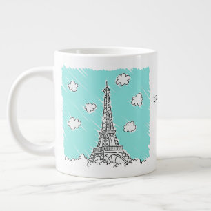 Taza De Café Grande Ilustracion de la Torre Eiffel personalizado de te