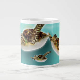 Taza De Café Grande Ilustracion de tortugas marinas