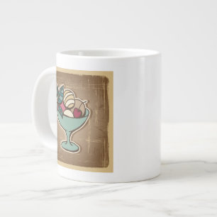 Taza De Café Grande Ilustracion del helado en estilo retro