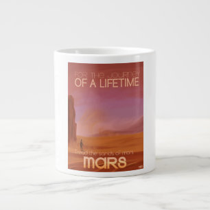 Taza De Café Grande Ilustración Vintage de Vacaciones en Marte de Cien