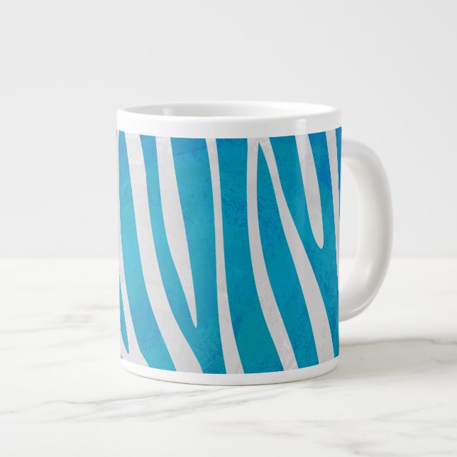Taza De Café Grande Impresión azul y blanca de cebra (Derecha)