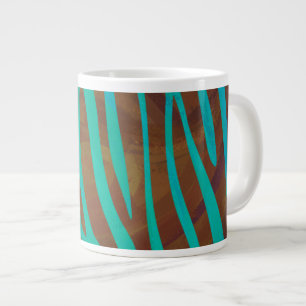 Taza De Café Grande Impresión de cebra Brown y Verde azulada