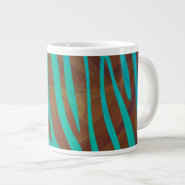 Taza De Café Grande Impresión de cebra Brown y Verde azulada (Derecha)